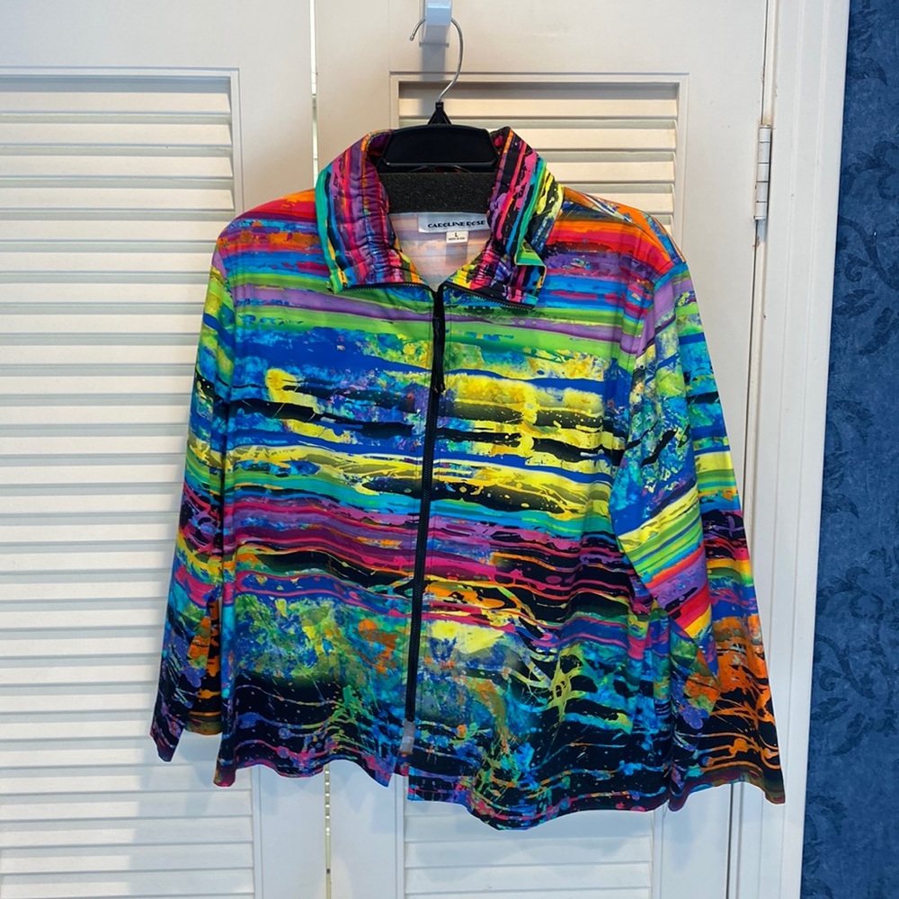 Caroline Rose multi colored light weight jacket - size Large